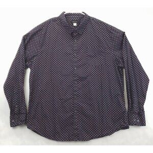 Structure Shirt Men 2XL Navy Blue Geometric Cotton Slim Fit Classic Button-Up